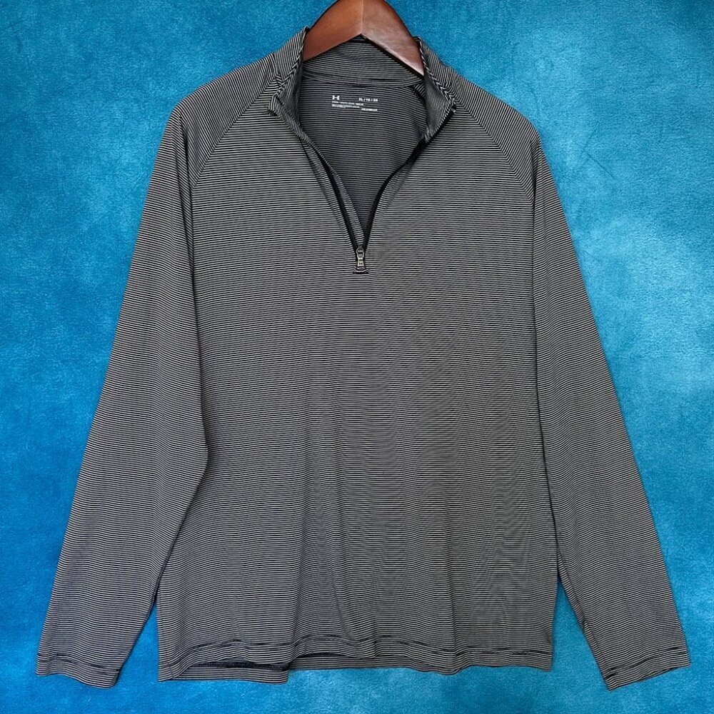 Under Armour Long-Sleeve Quarter Zip Striped Top, Men's XL Loose
